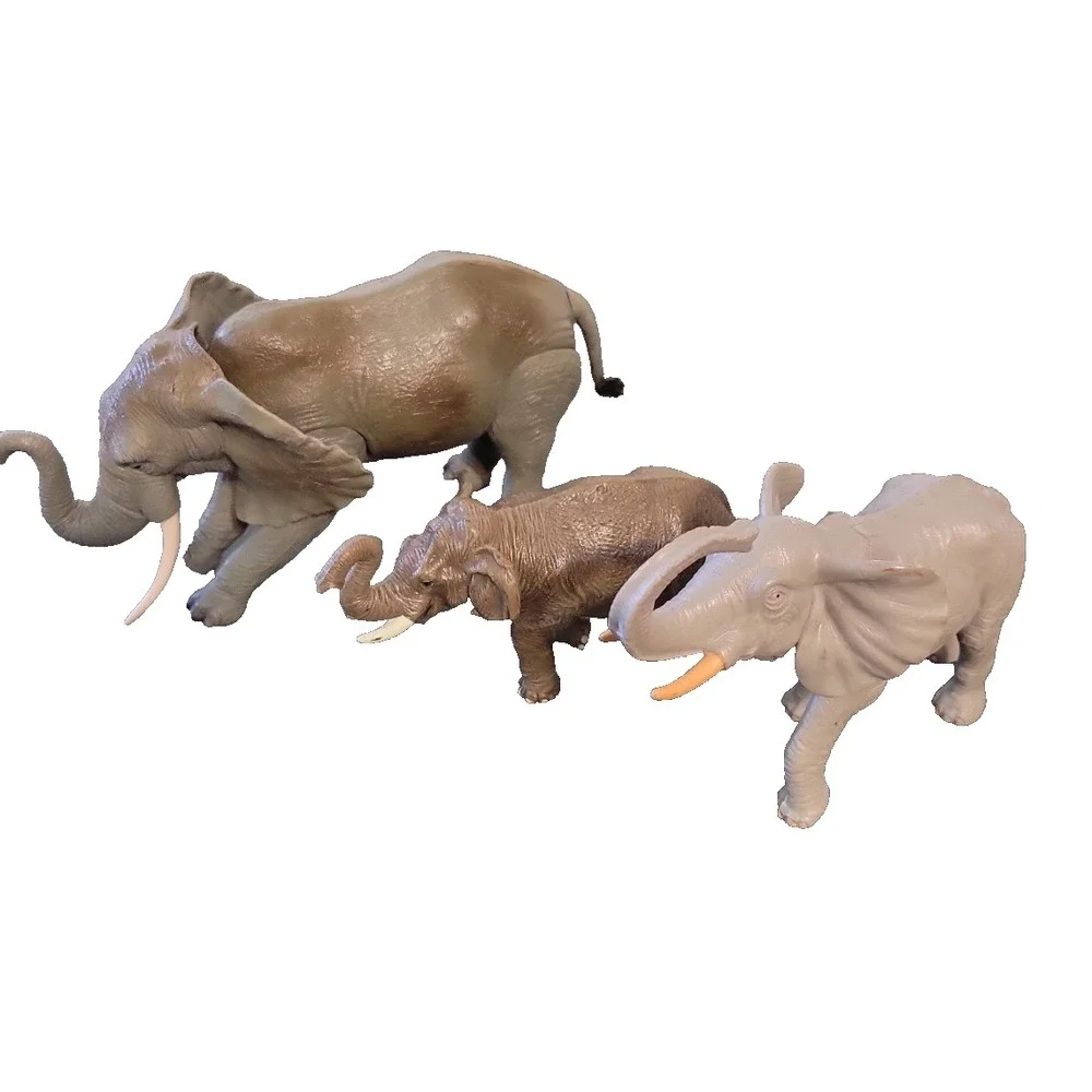 African Elephant Lot Figures Collectibles Jungle Zoo animals hard plastic